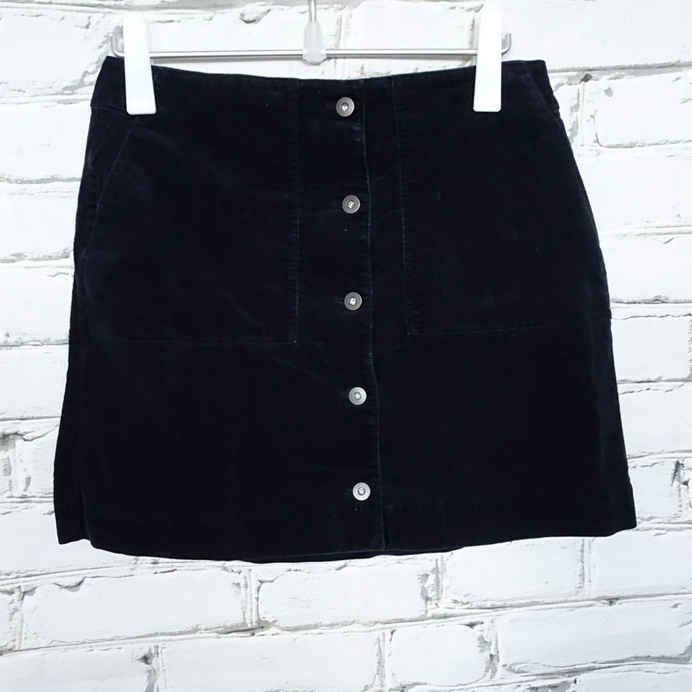 Uniqlo Navy Corduroy Button Front Mini Skirt